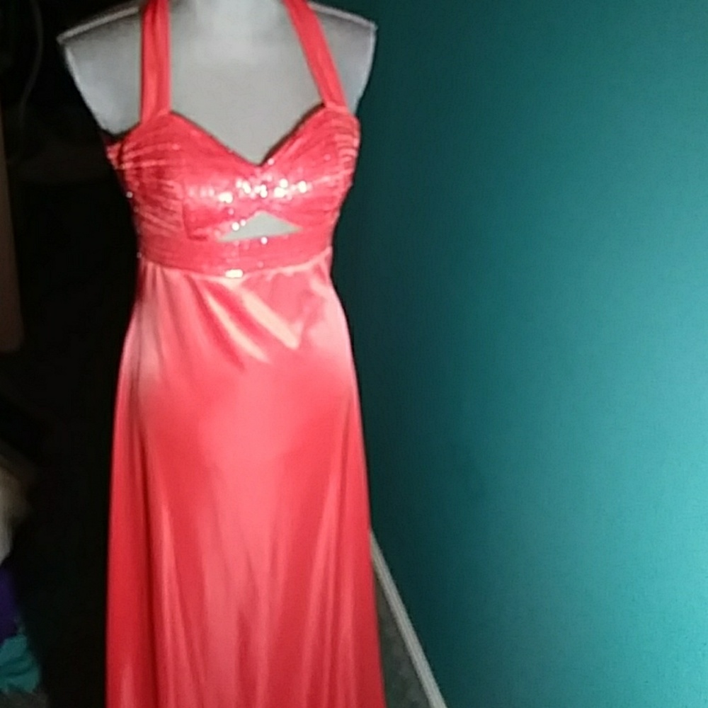 Coral sequins maxi